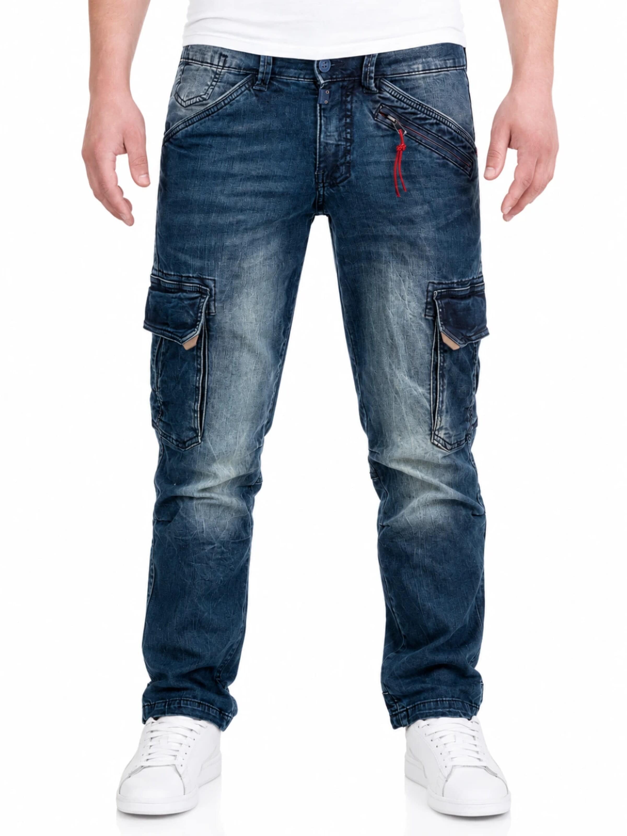 regular Jeans cargo 'Timezone Herren-Cargojeans Regular BenTZ 3858 - lässig modern' di TIMEZONE in blu