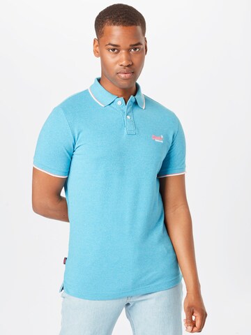 Superdry Tapered Poloshirt 'POOLSIDE' in Blau: predná strana