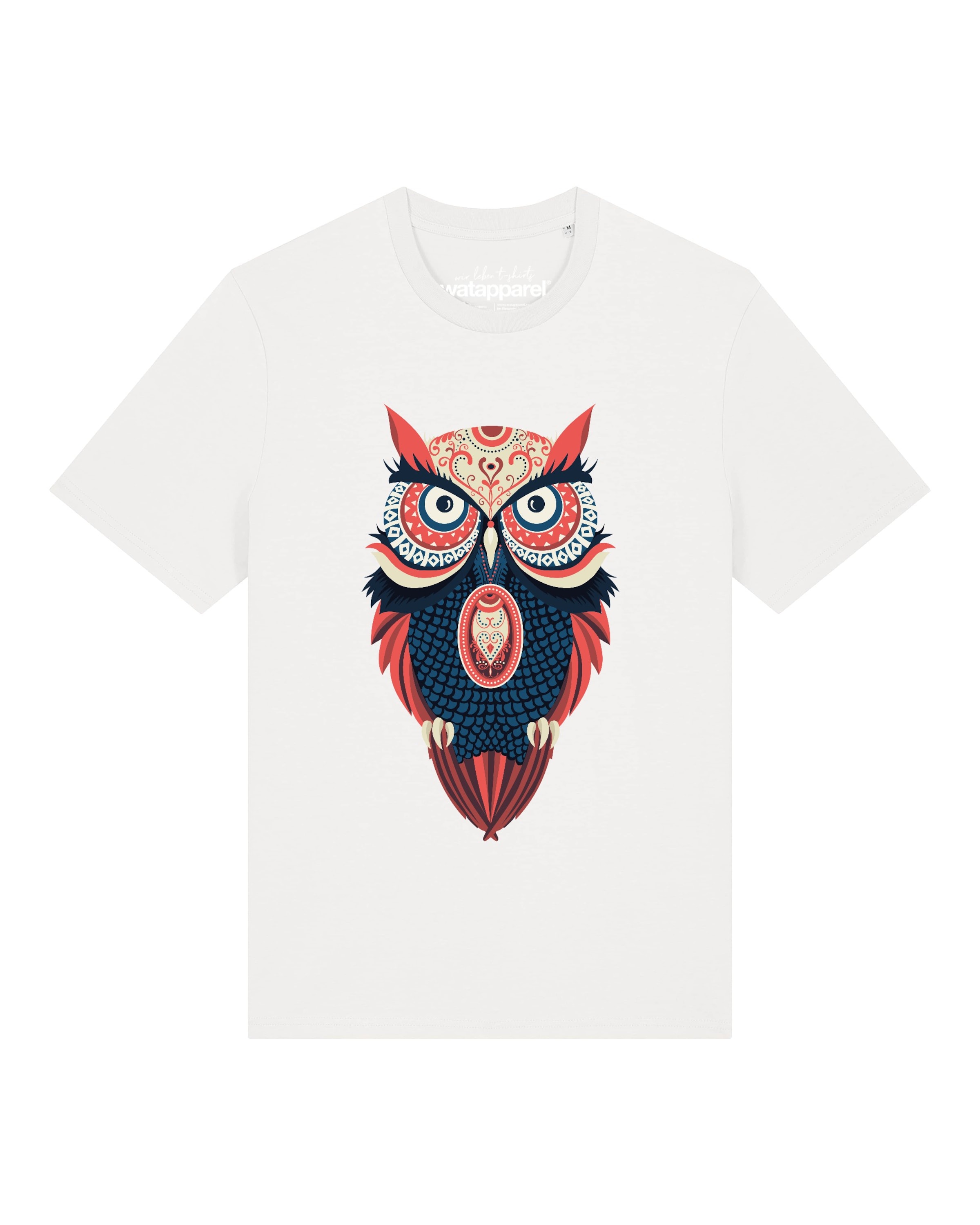 Maglietta 'Colorful Owl' di Watapparel in bianco: frontale