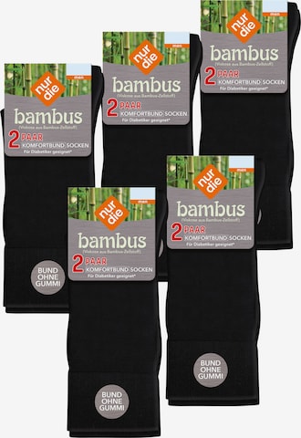 Nur Die Socks ' Komfortbund Socken Viskose ' in Black: front