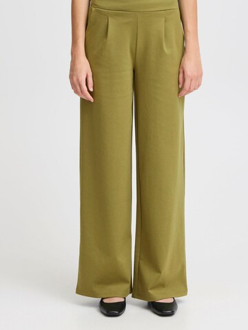 ICHI Wide leg Trousers 'Kate' in Green: front
