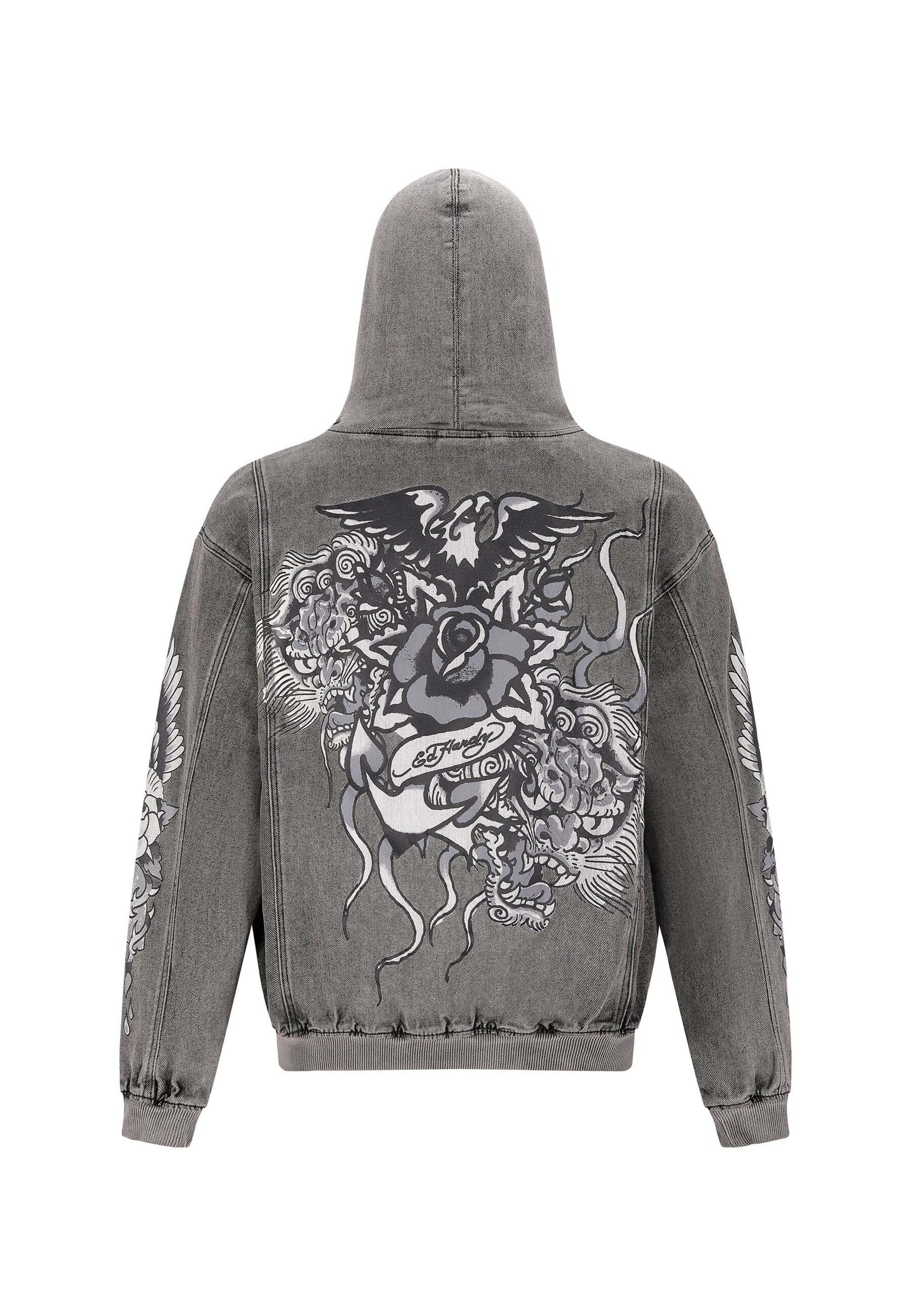 Ed Hardy Μπλούζα φούτερ 'Eagle Drag Rose' σε μαύρο