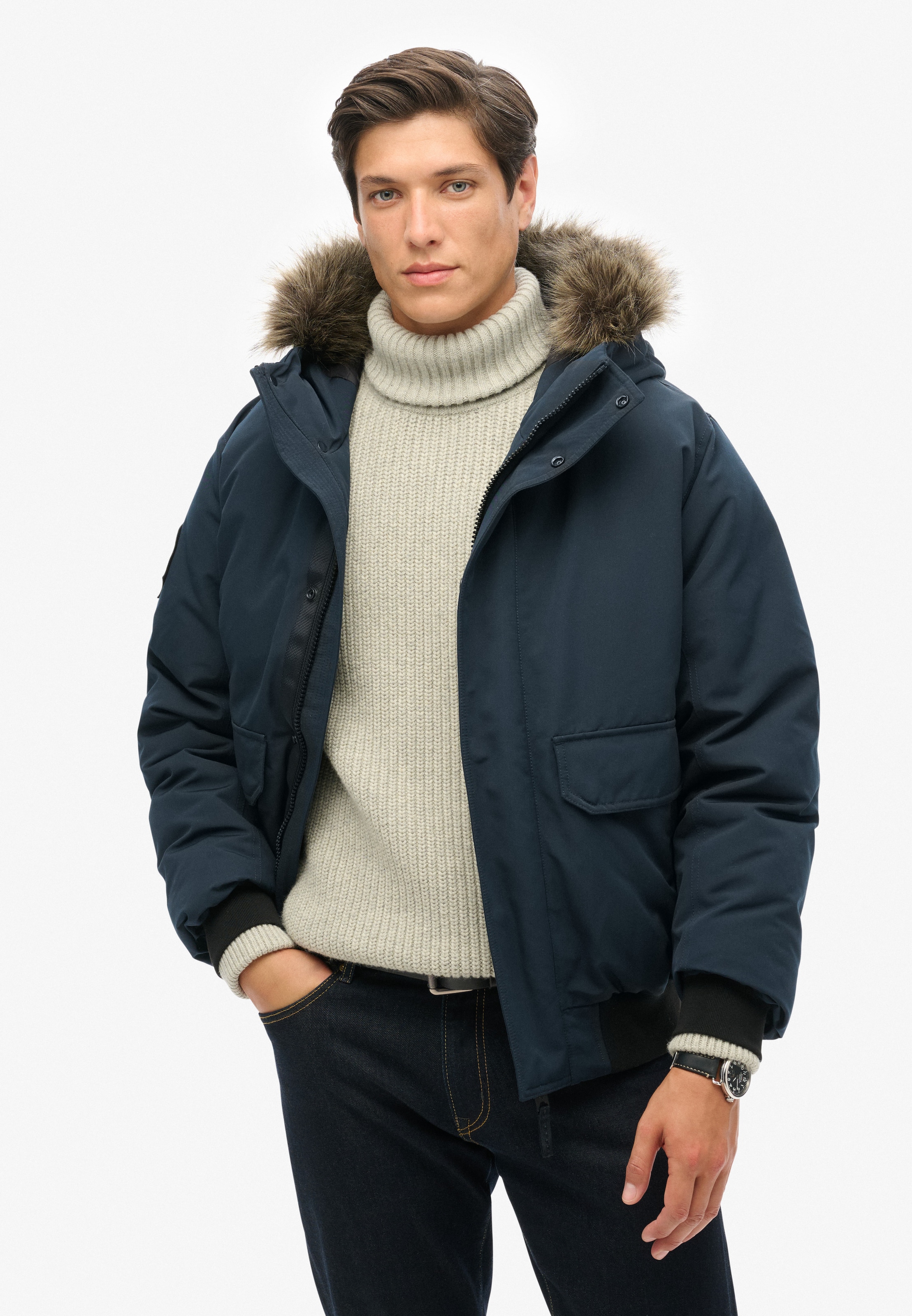 Superdry Between-season jacket 'EVEREST' in Blue: front