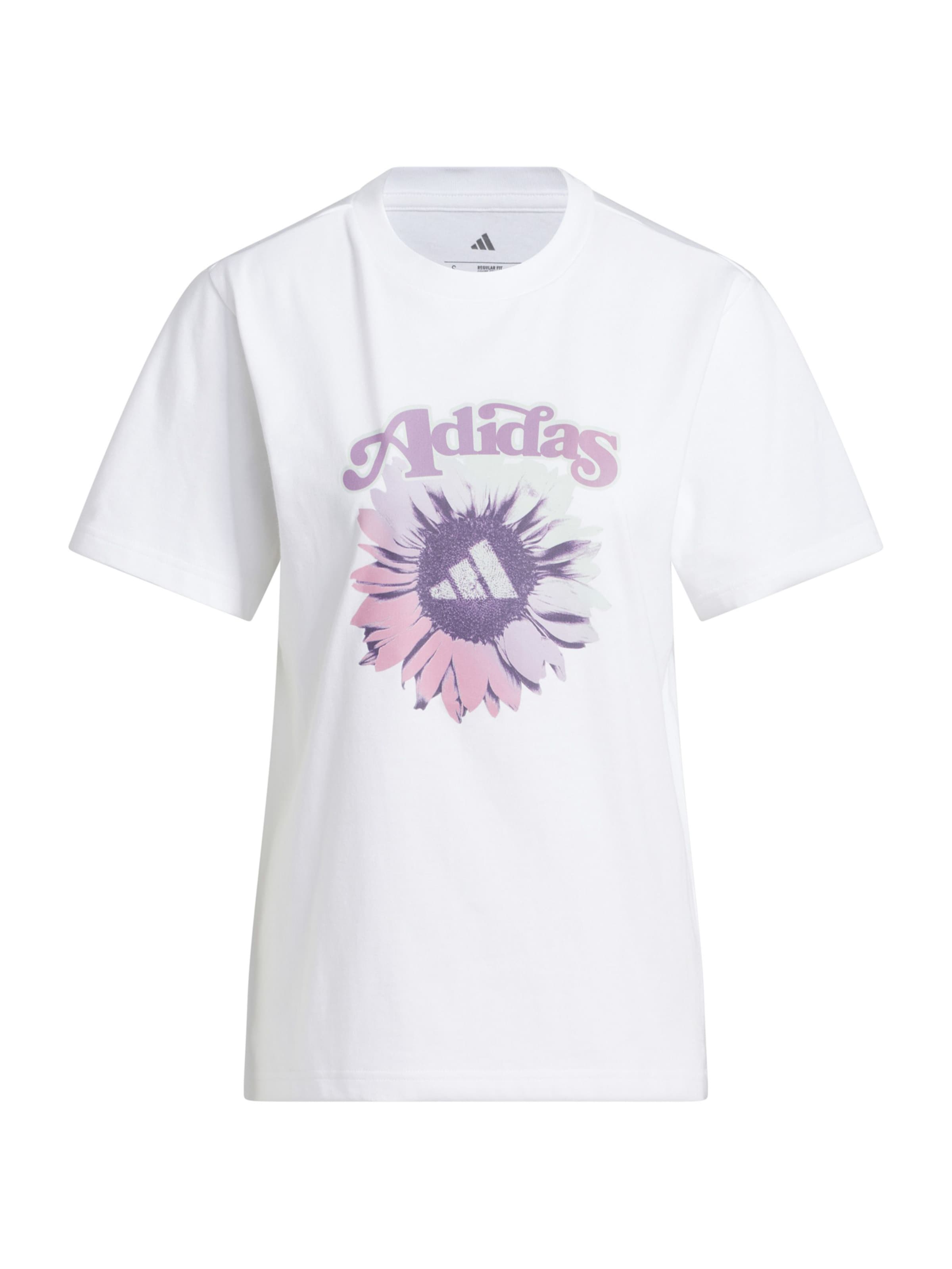 ADIDAS SPORTSWEAR Camisa funcionais 'FLORAL' em cinzento claro / roxo / malva / branco, Vista do artigo