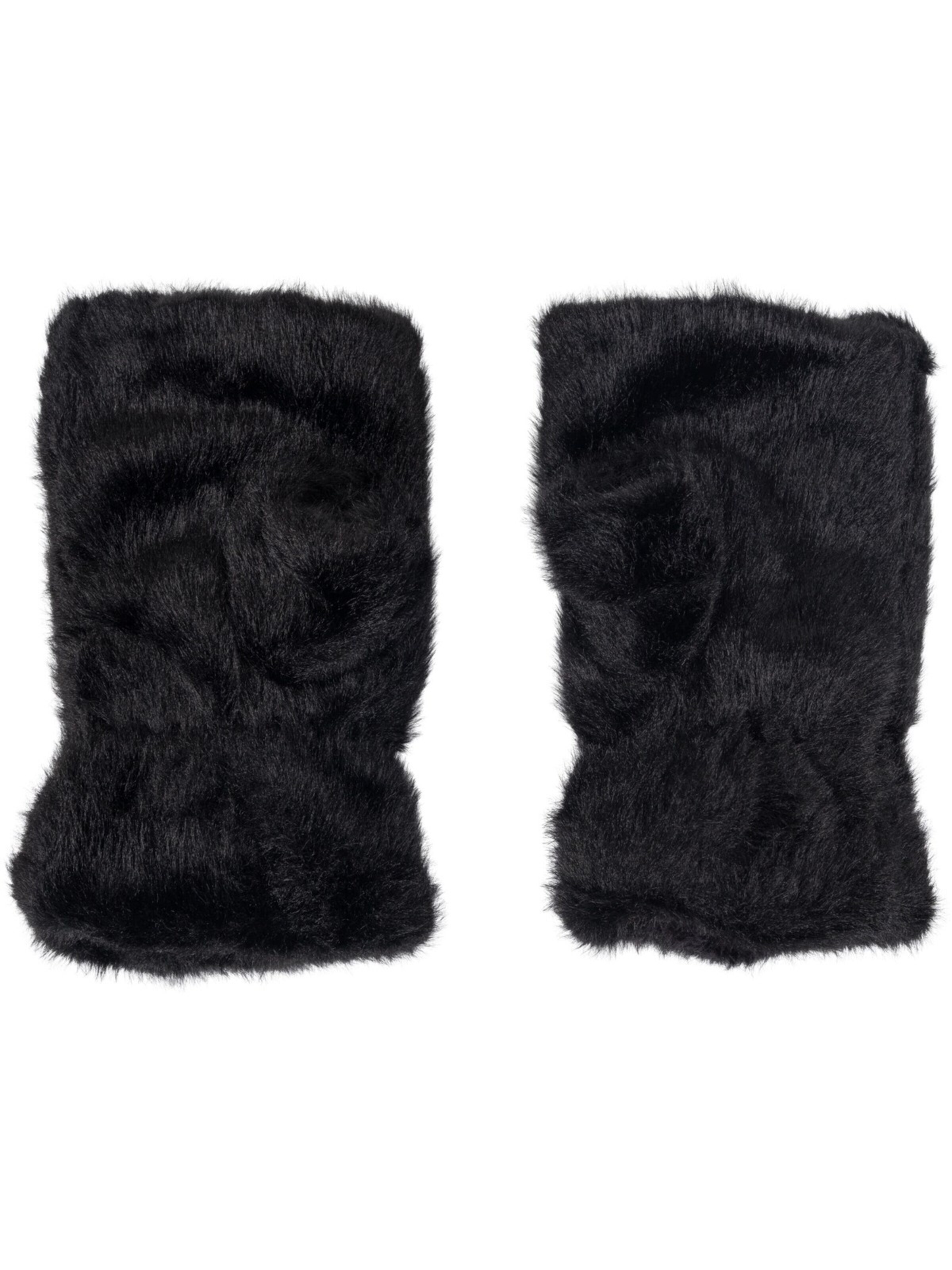 styleBREAKER Kurzfingerhandschuhe 'Fingerlose Handschuhe Kunstfell Einfarbig'‌‌‌ in Schwarz