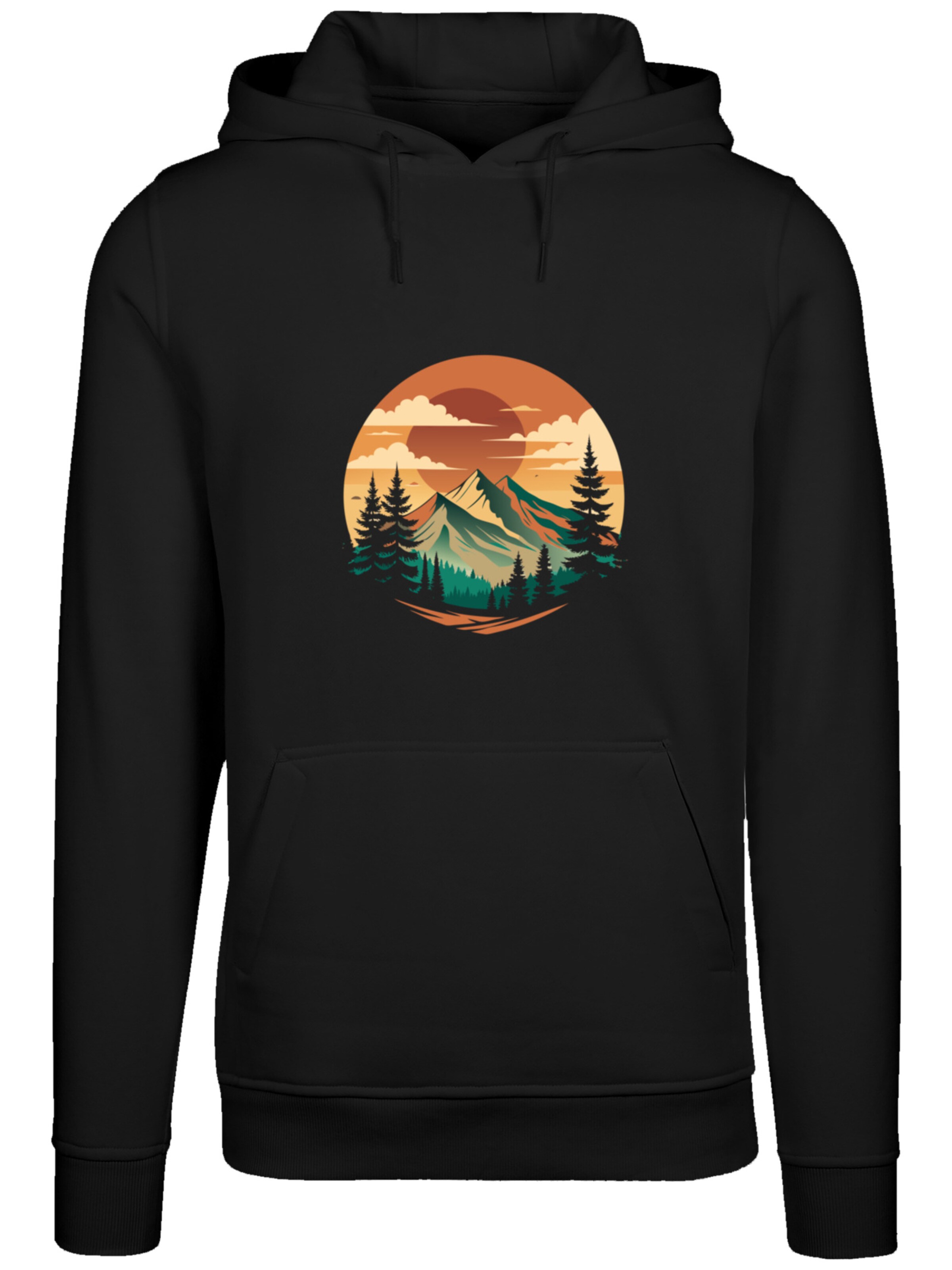 Sweat-shirt 'Sonnenuntergang Berglandschaft' F4NT4STIC en noir : devant