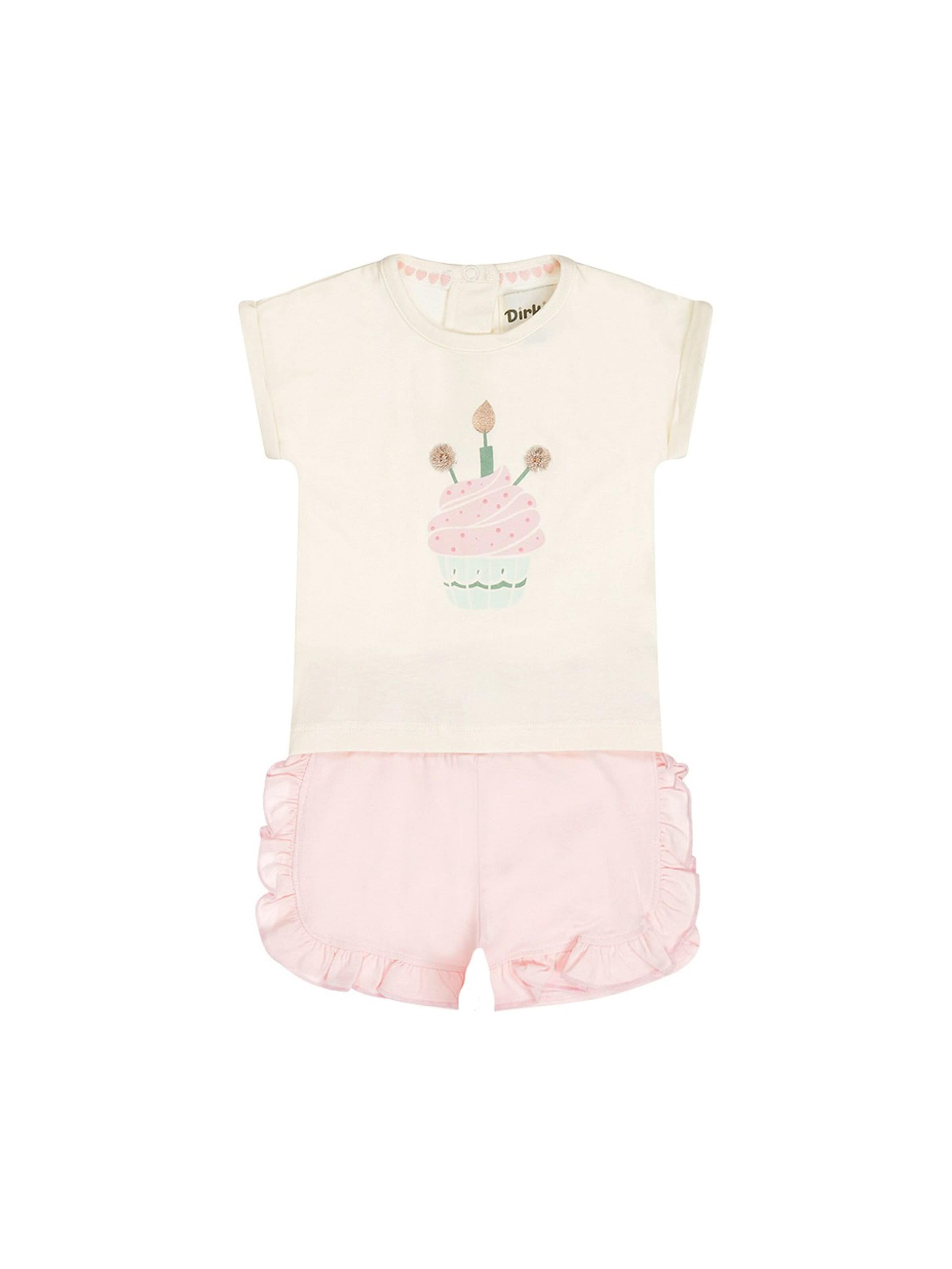 Dirkje Set '2 pc set, T-shirt, Jogging shorts' in Roze: voorkant