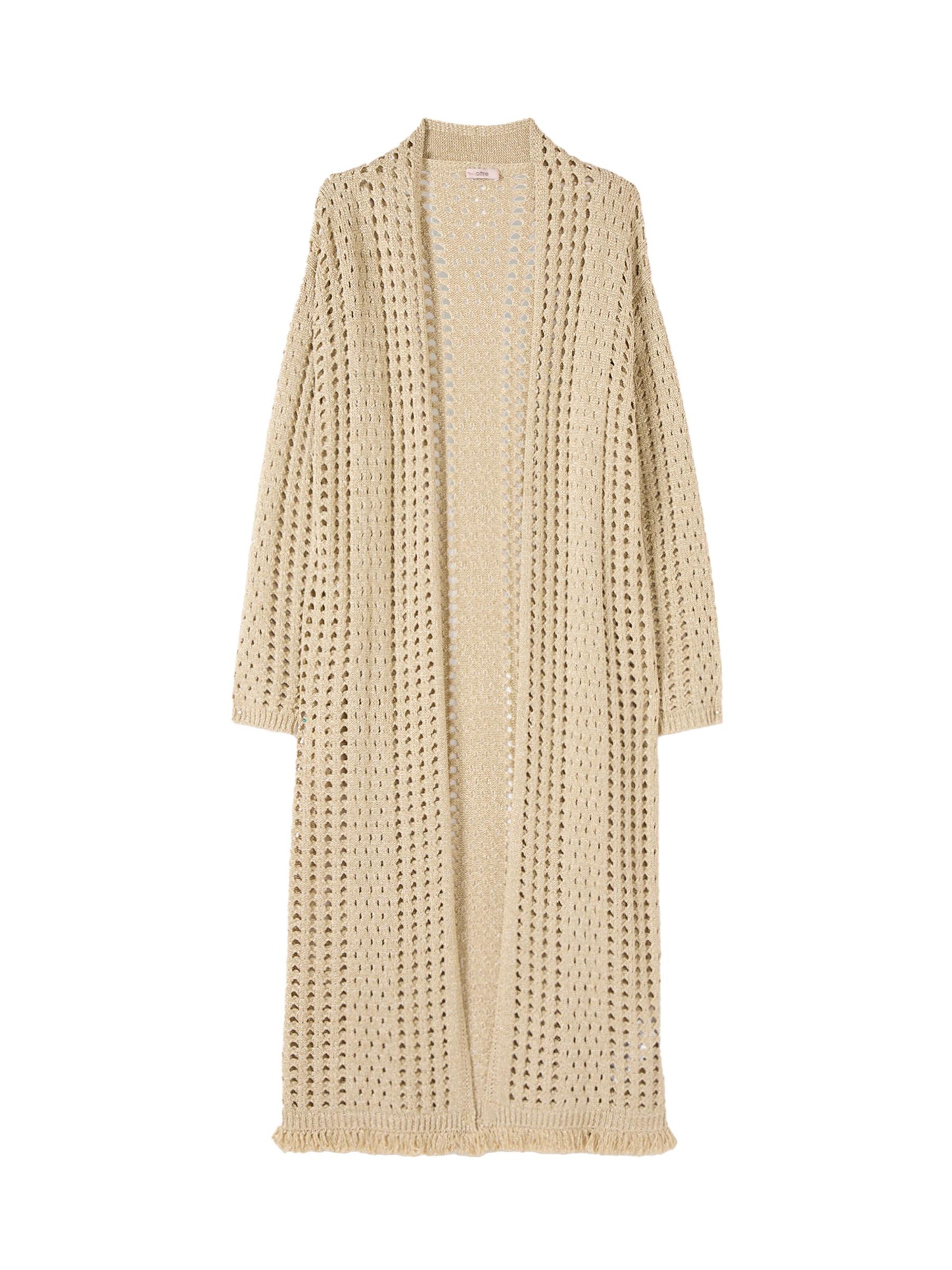 Cappotto in maglia di oltre in oro: frontale