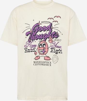 T-Shirt 'Good Vibes' Cleptomanicx en beige : devant