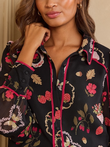 Chemisier love & roses en noir