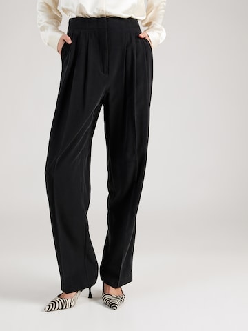 MSCH COPENHAGEN Loose fit Pleat-Front Pants 'Madeira' in Black: front