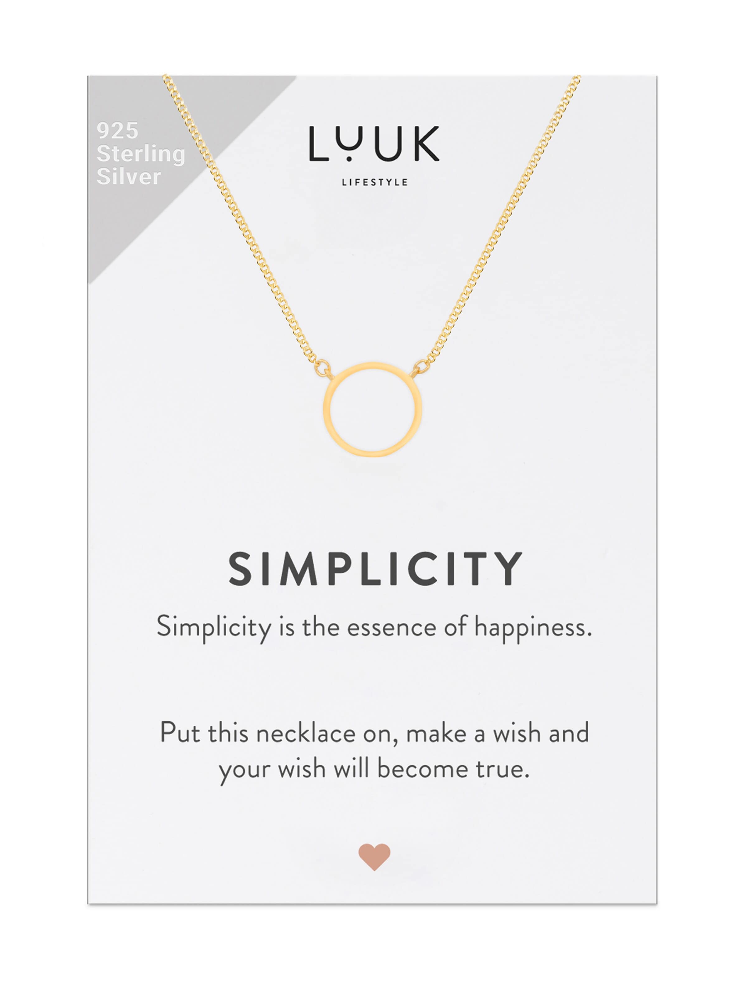 LUUK LIFESTYLE Kette 'LUUK LIFESTYLE Halskette "Ring" Sterling Silber'‌‌‌‌‌‌‌‌‌‌ in Gold: Vorderseite