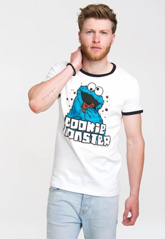 LOGOSHIRT T-Shirt 'Cookie Monster' in Weiß: predná strana