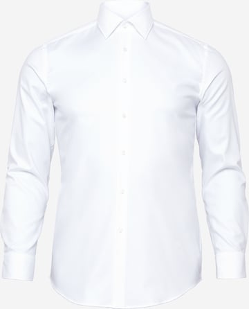 Coupe slim Chemise 'Hank' BOSS Black en blanc : devant