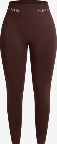 Smilodox Skinny Workout Pants 'Azura' in Brown: front