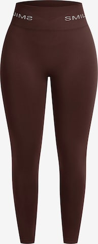 Smilodox Skinny Workout Pants 'Azura' in Brown: front