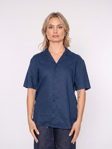 Thinking MU Bluzka 'Blue Night Hemp Jules Shirt Blue' w kolorze niebieski