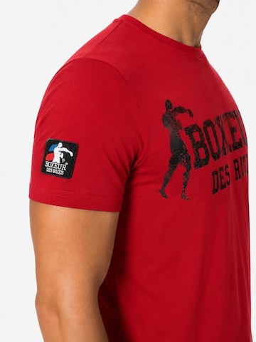 Boxeur des Rues - Camiseta 'Herren T-Shirt Slim Fit Boxeur des Rues, Rot, Schwarzes Logo, Premium-Baumwolle' en rojo
