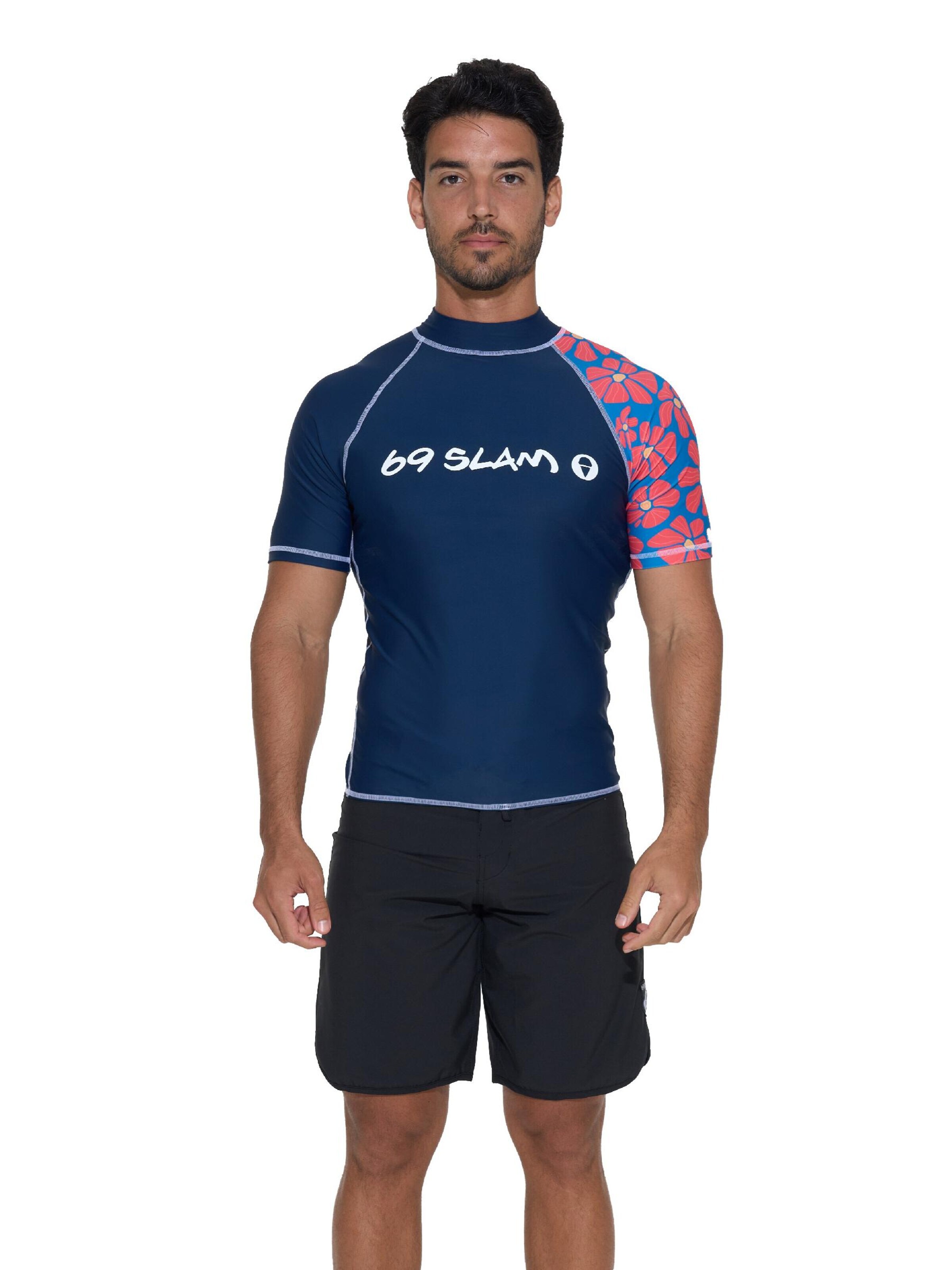 69Slam - Camiseta funcional 'KOA UPF50 FLORA MYRIAD' en azul: frente