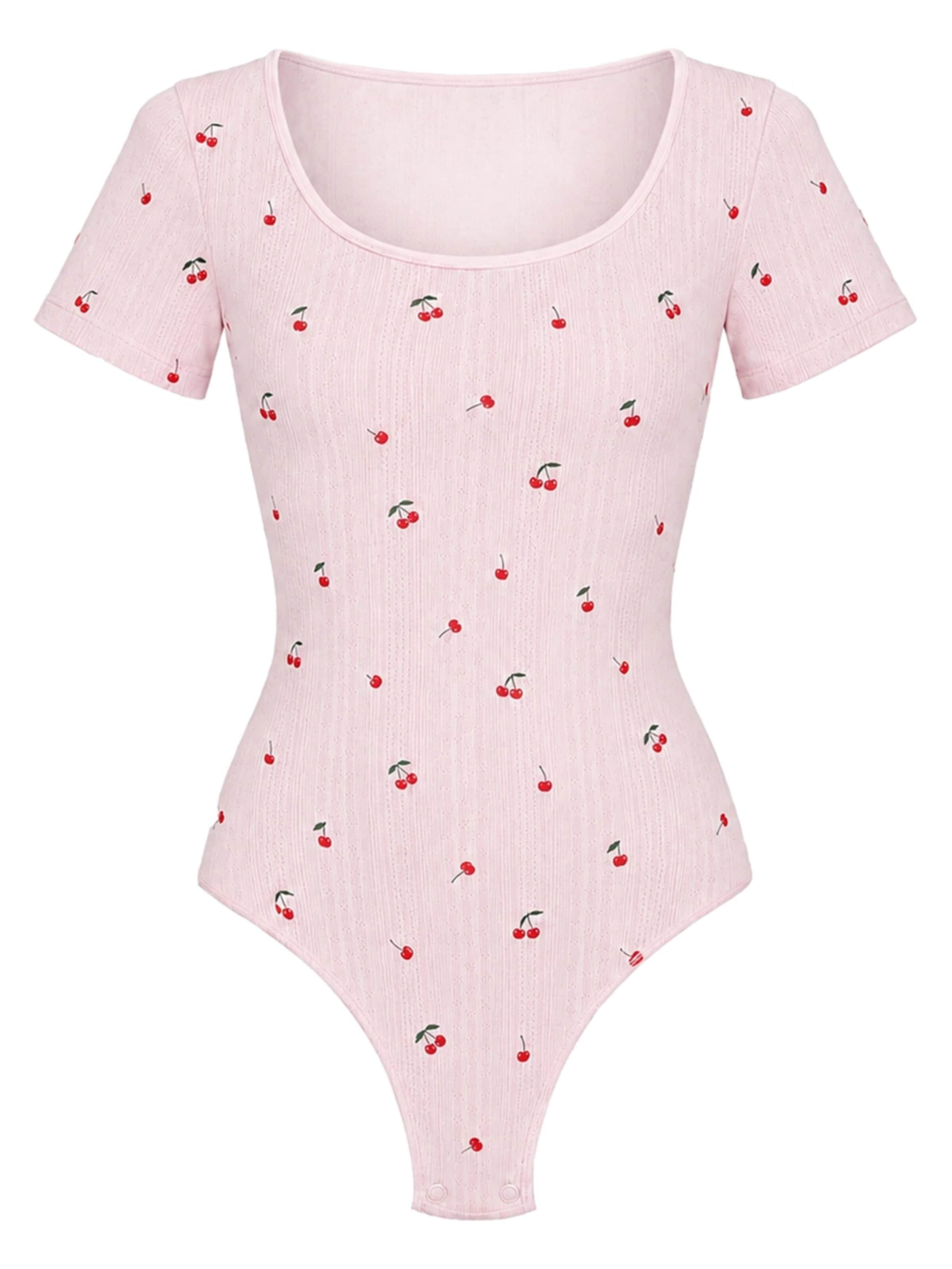 cfab - Body moldeador 'T-Shirt Bodysuit Sculpting Shapewear with String' en rosa: frente