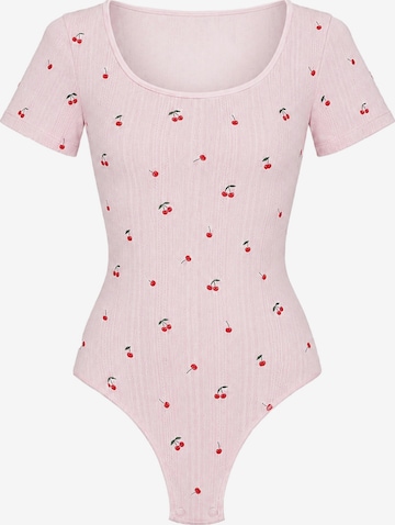 cfab - Body moldeador 'T-Shirt Bodysuit Sculpting Shapewear with String' en rosa: frente