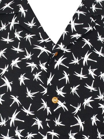 Paradise Found Regular fit Button Up Shirt 'Tom Selleck Dragonfly' in Black
