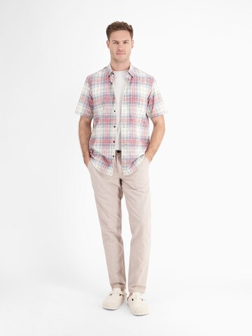 LERROS Regular Fit Karohemd aus sommerlichem Strukturgewebe in Beige