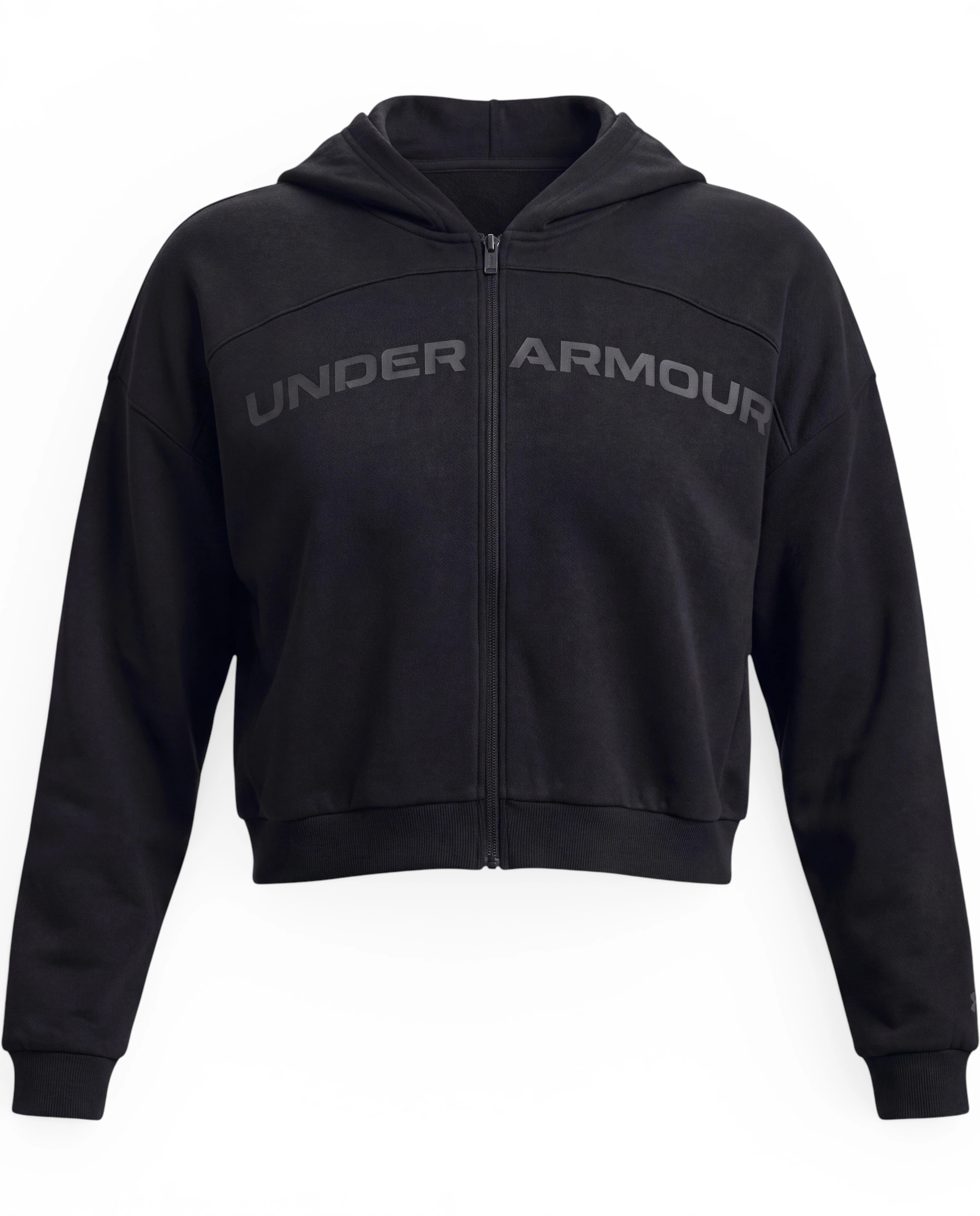 UNDER ARMOUR Αθλητική ζακέτα φούτερ 'Icon Wordmark' σε μαύρο: μπροστά