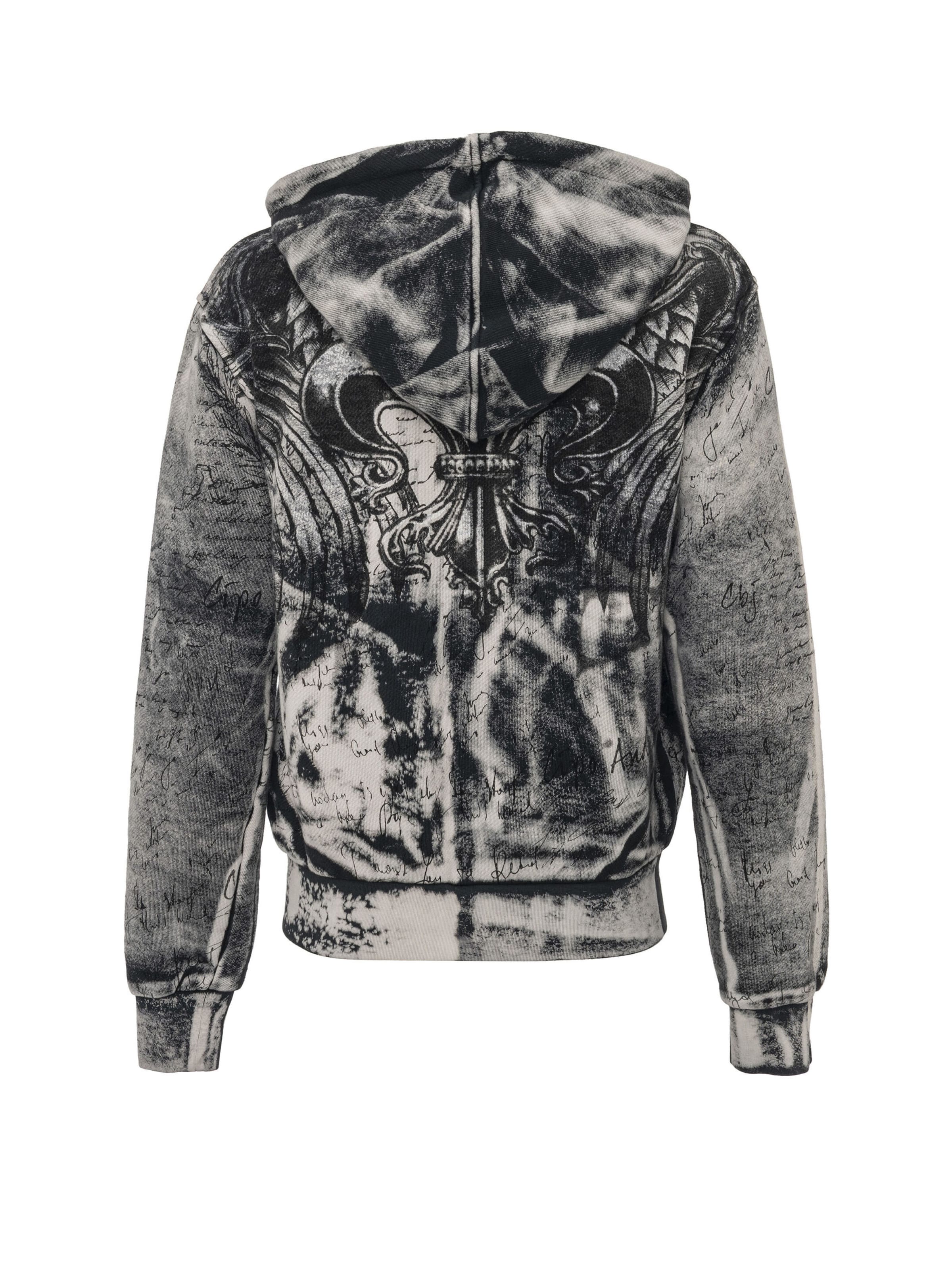 CIPO & BAXX Sweatjacke 'WL379', Tie-Dye-Muster, mit Kapuze, Streetwear, Rückenprint in Grau