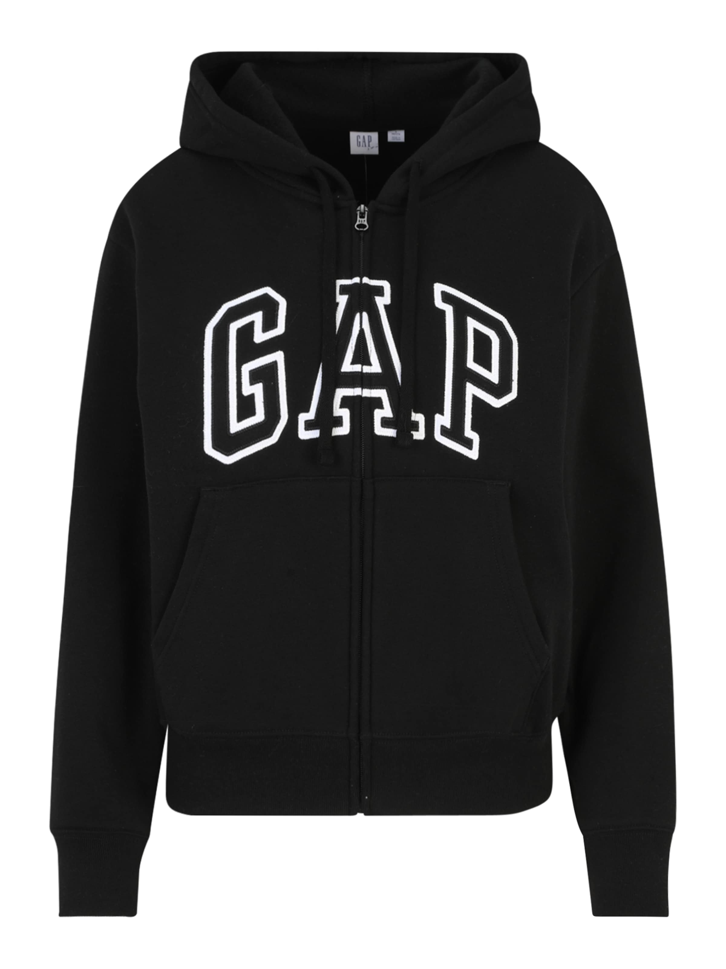 Giacca di felpa 'HERITAGE' di Gap Petite in nero: frontale