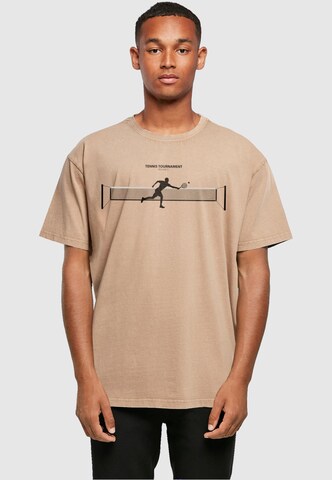 Merchcode T-Shirt 'Tennis Round 1' in Beige: Vorderseite