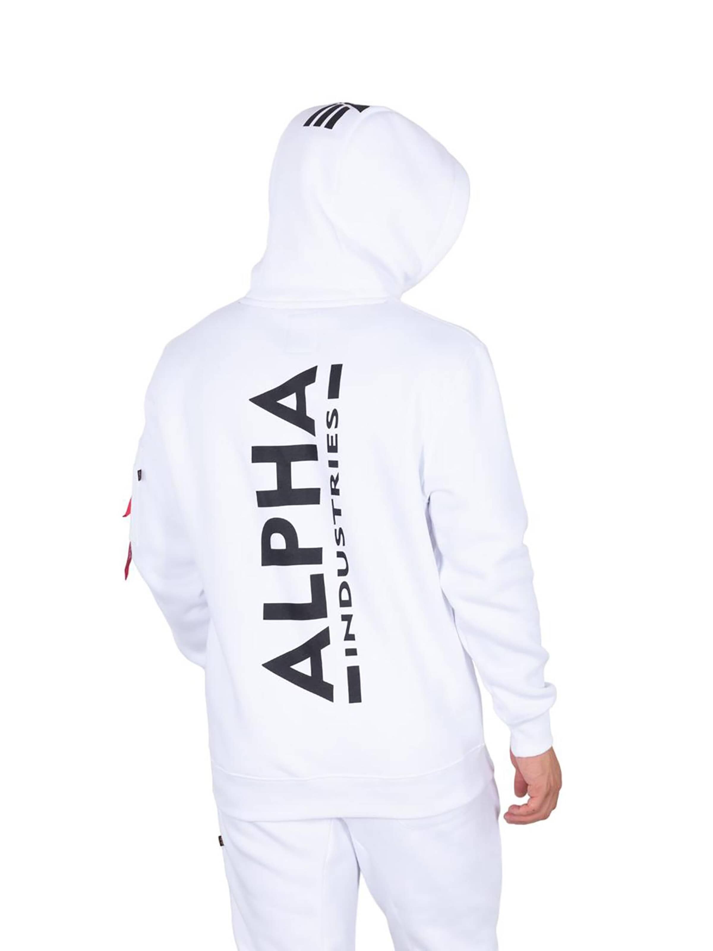 Bluză de molton 'Backprint' de la ALPHA INDUSTRIES pe alb