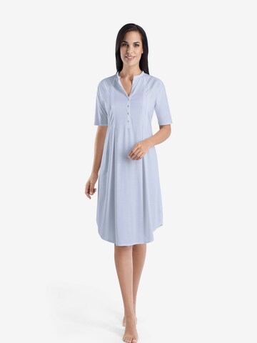 Hanro Nachthemd ' Cotton Deluxe 100cm ' in Blauw: voorkant