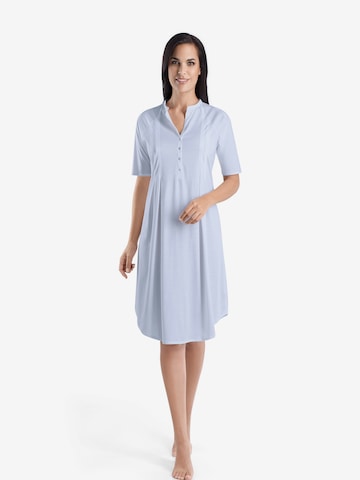 Hanro Kurzarm Nachthemd ' Cotton Deluxe 100cm ' in Blau: predná strana