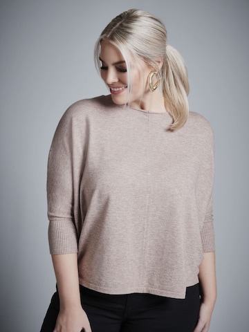 Rock Your Curves by Angelina K. Sweater in Beige: front