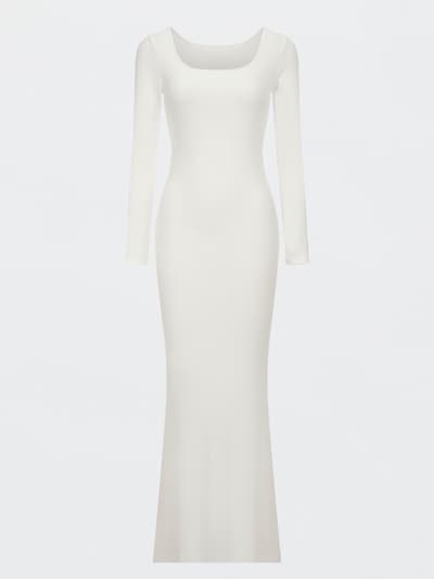 cfab (formerly creamy fabrics) Vestido 'Ribbed Long Sleeve Maxikleid' en 34 en blanco, Vista del producto