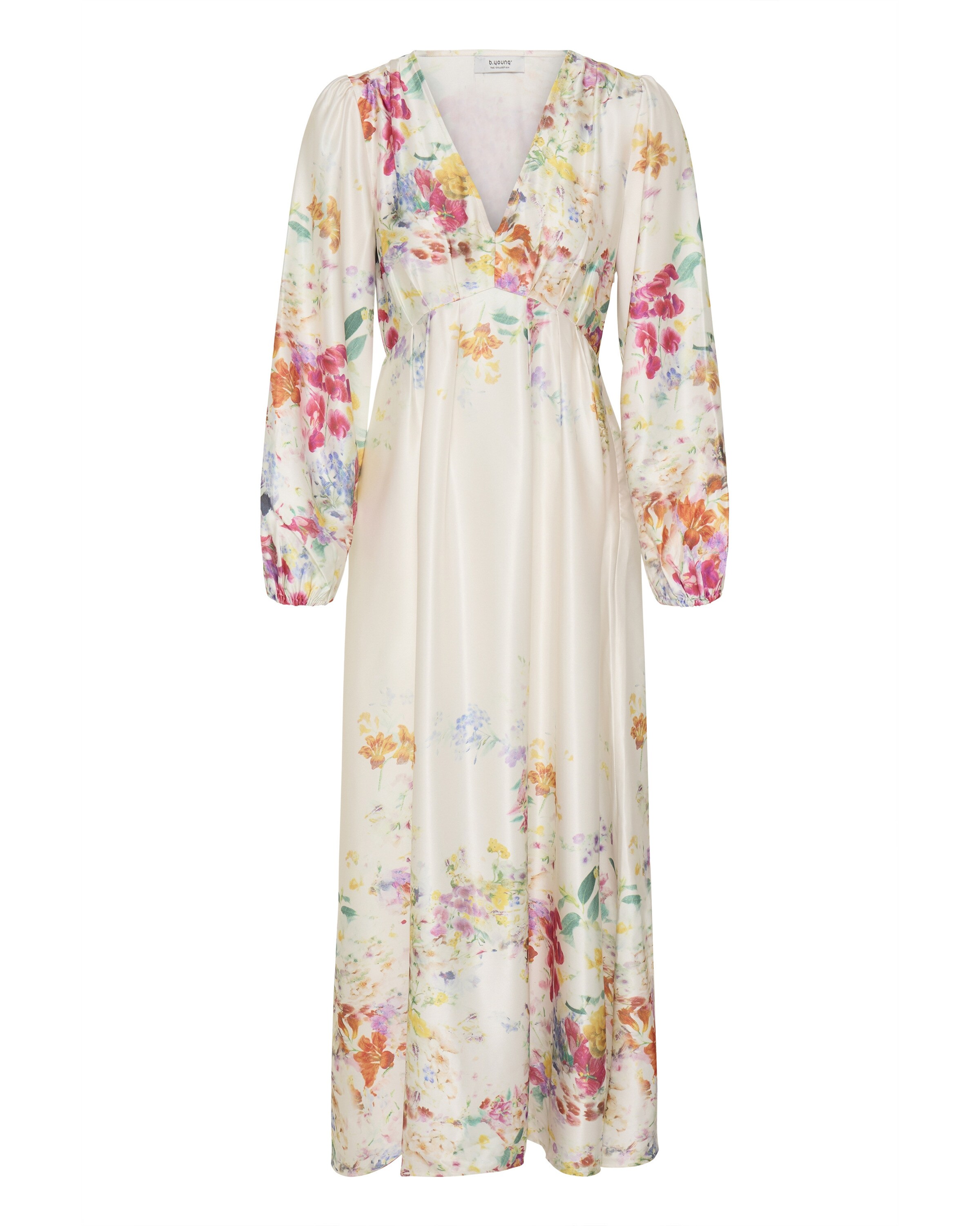 b.young Vestido 'BYFLlorentine' em 34 em creme / azul pastel / amarelo / esmeralda / roxo / laranja, Vista do artigo