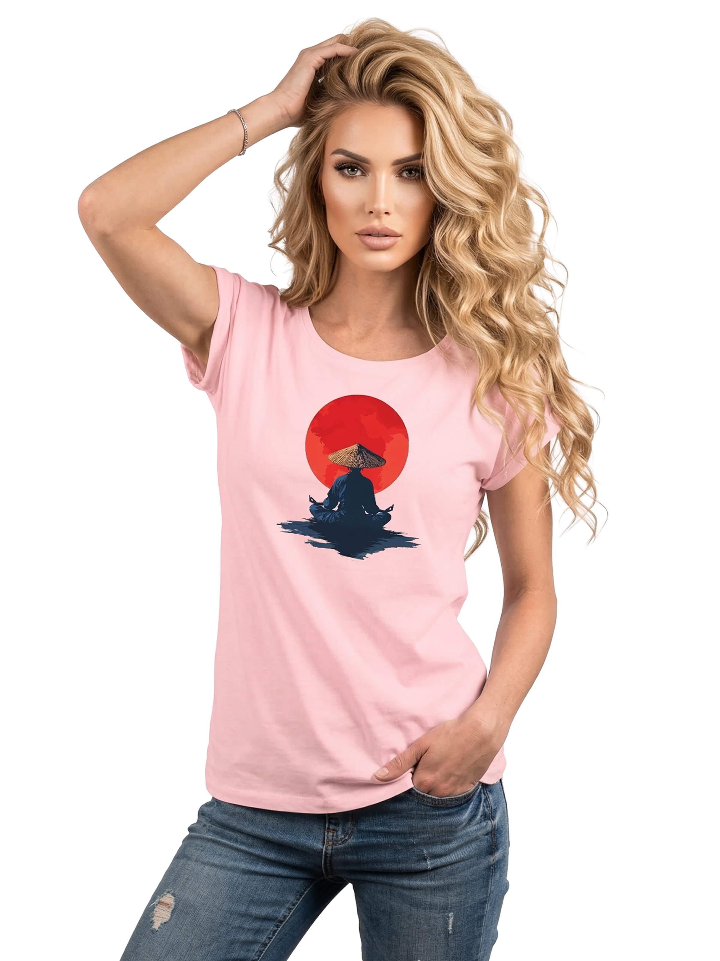 MAKAYA Shirt 'Monk' in Pink: front