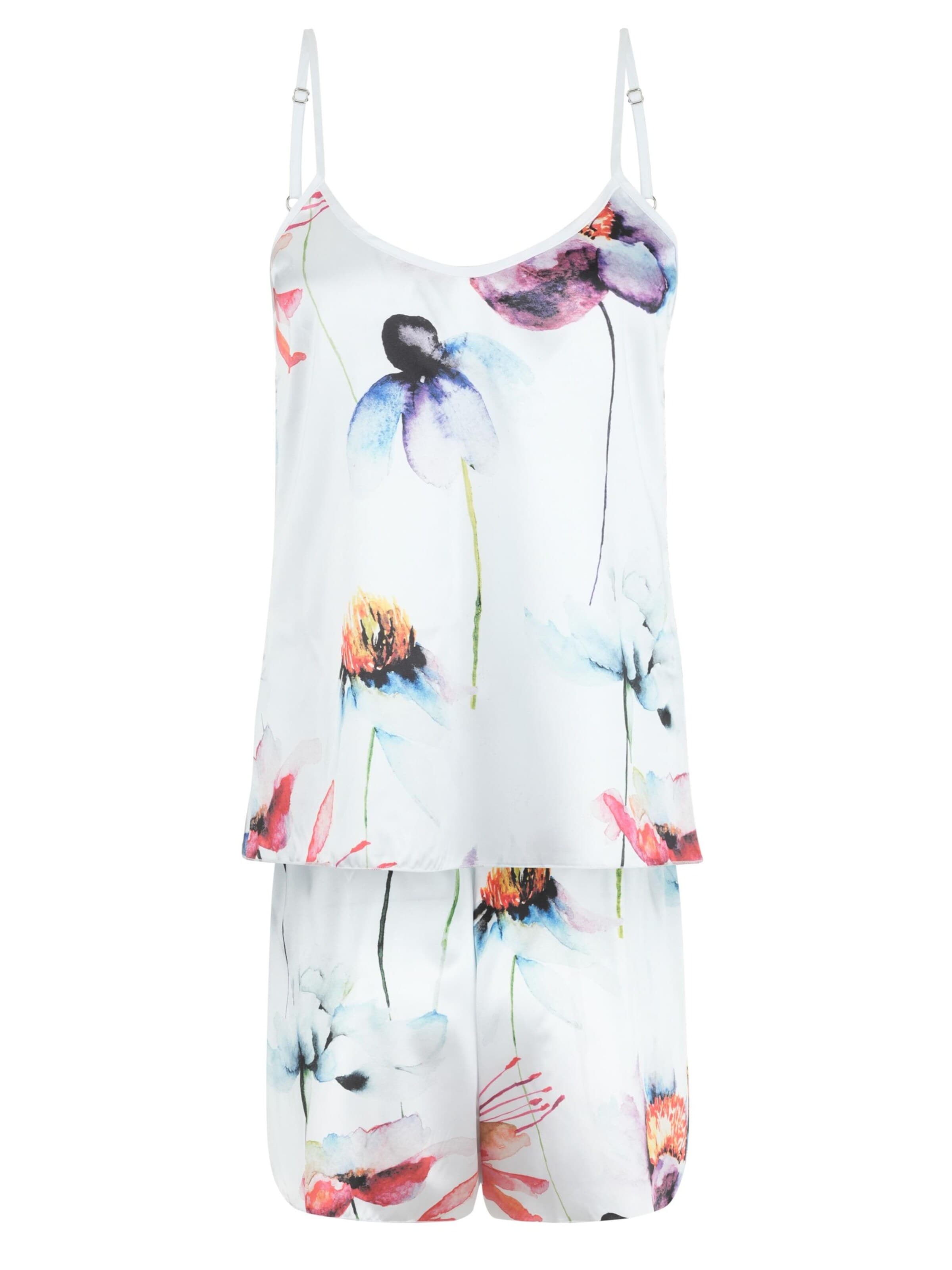 Evoni Pyjama 'Set aus Satin'‌‌‌‌‌‌‌‌‌ in Weiß: Vorderseite