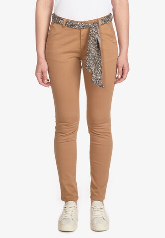 Le Temps Des Cerises Skinny Chino 'DYLI 4' in Beige: voorkant