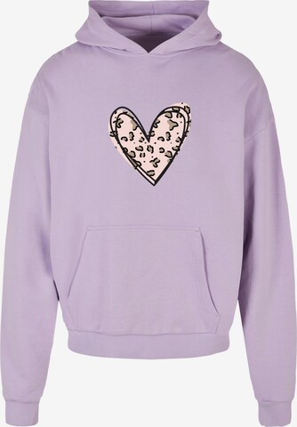 Merchcode Sweatshirt 'Valentines Day - Leopard Heart' in Purple: front