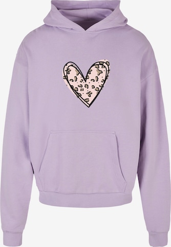 Merchcode Sweatshirt 'Valentines Day - Leopard Heart' in Lila: predná strana