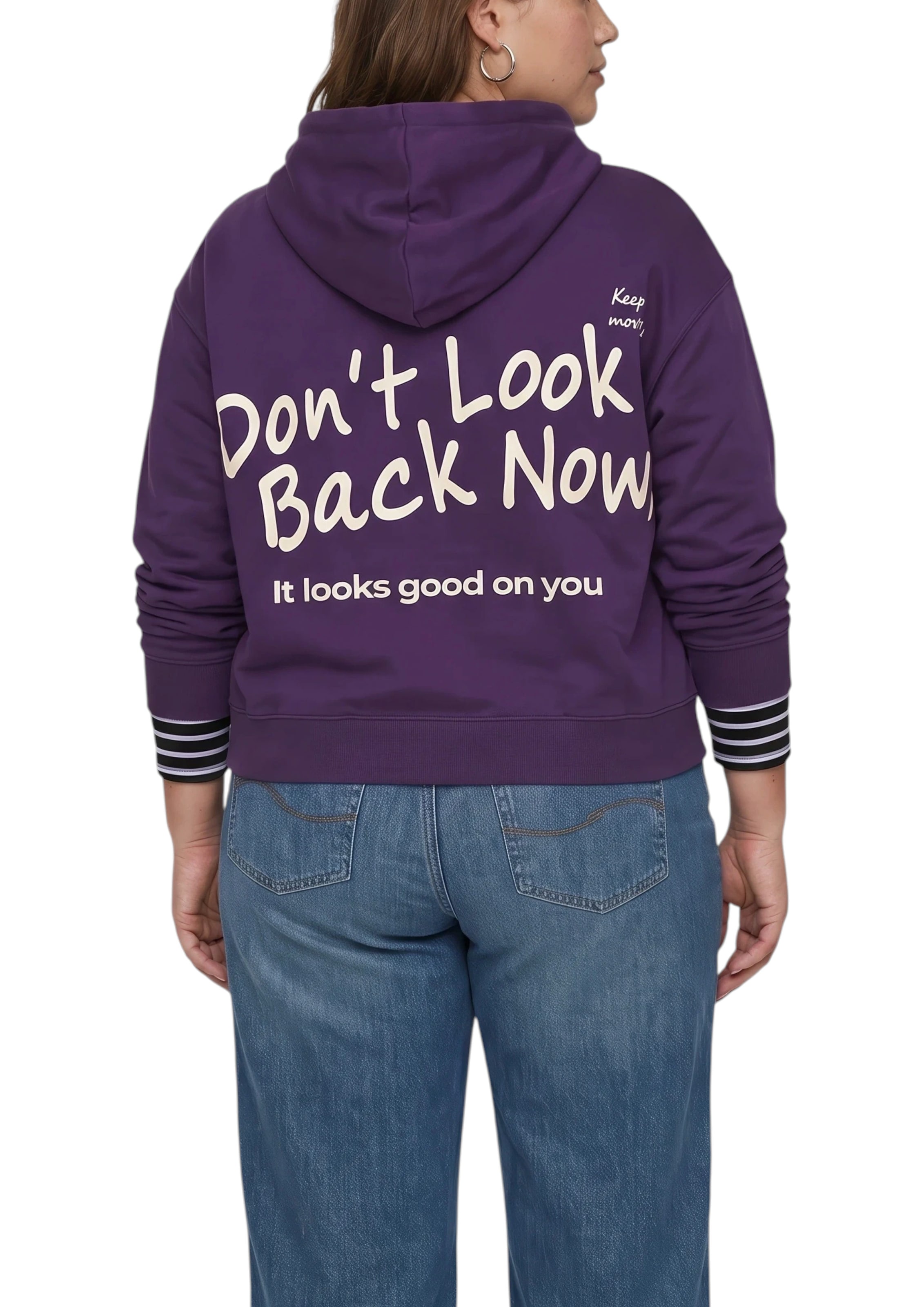 Sweat-shirt QS en violet : derrière