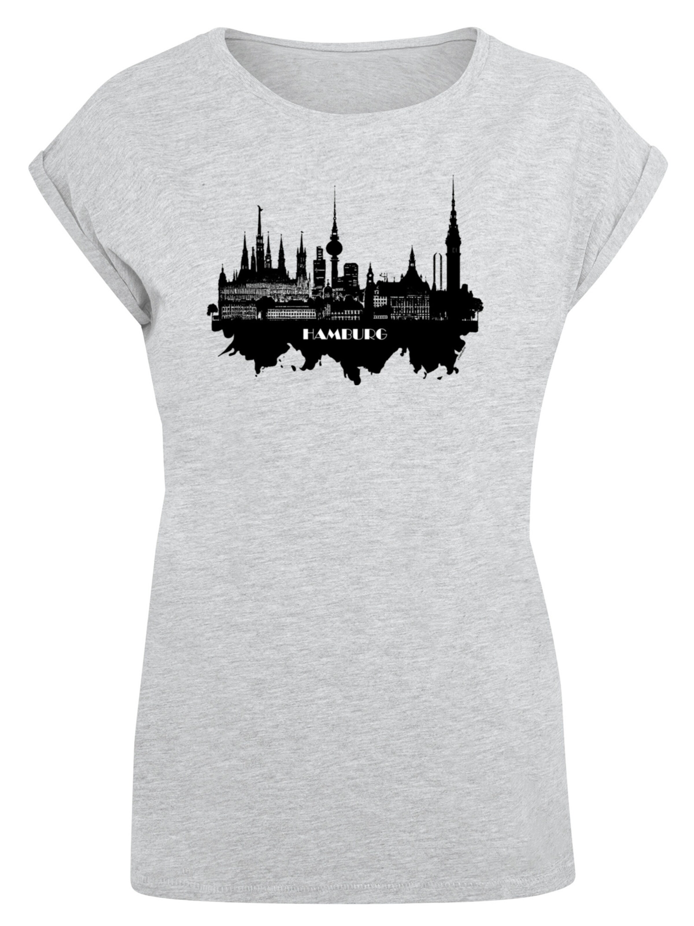 F4NT4STIC Shirt 'Cities Collection - Hamburg skyline' in Grijs: voorkant