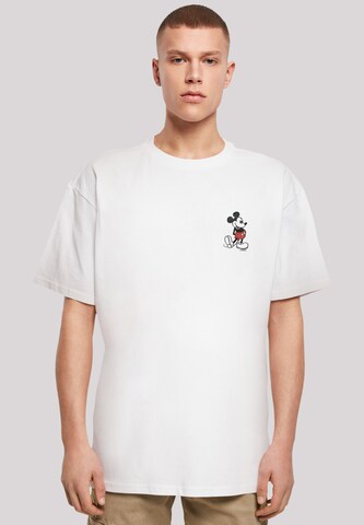 F4NT4STIC Shirt 'Disney Mickey Mouse Kickin Retro Pocket' in Wit: voorkant
