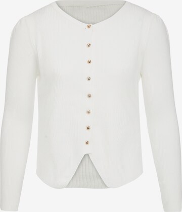 VERNOLE Knit Cardigan in White: front