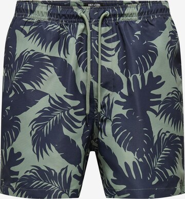 Shorts de bain 'Ted' Only & Sons en vert : devant