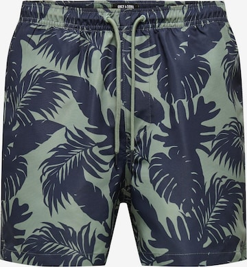 Only & Sons Board Shorts 'Ted' in Green: front