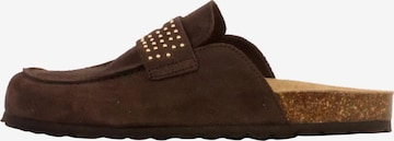 The Divine Factory - Zapatos abiertos 'Mokassin-Pantoletten aus Leder „Noga Gassirette“ mit Nieten' en marrón: frente