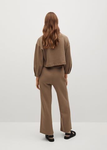 MANGO Wide leg Broek in Bruin